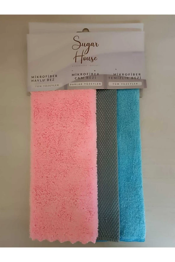 ELİ'S SUGAR HOUSE Süper Emici Mikrofiber Temizlik Bezi 3lü Karma Paket