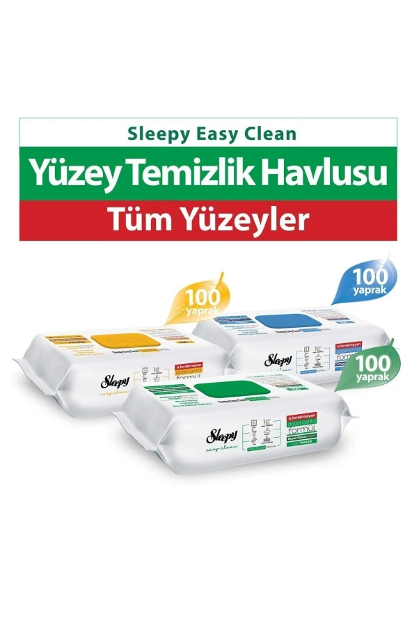 SLEEPY Easy Clean Beyaz Sabun Katkılı+Çamaşır Suyu Katkılı+Arap Sabunu Katkılı 3X100 (300 Yaprak)