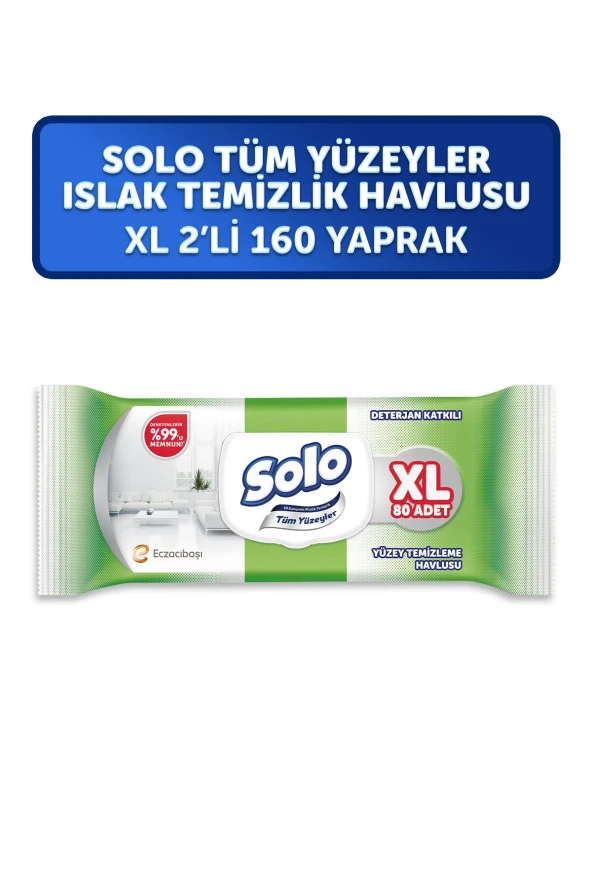 SOLO Tüm Yüzeyler Islak Temizleme Havlusu XL 2'li 160 Yaprak