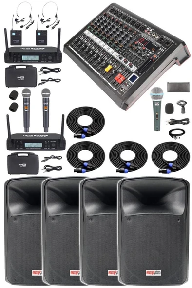 Midex Extreme Paket-2 Mixer Hoparlör Mikrofon Full Ses Sistemi Seti ürün görseli