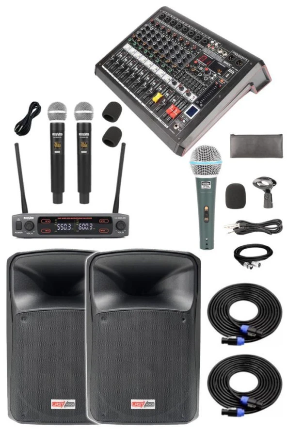 Midex Extreme Paket-1 Mixer Hoparlör Mikrofon Full Ses Sistemi Seti