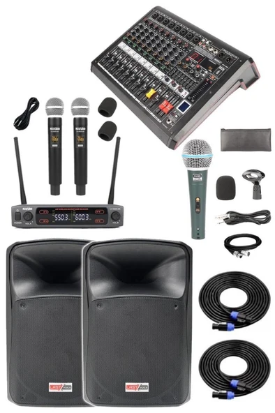 Midex Extreme Paket-1 Mixer Hoparlör Mikrofon Full Ses Sistemi Seti ürün görseli