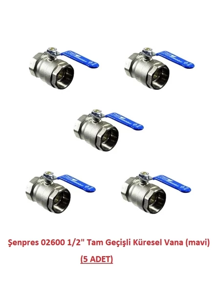 Şenpres 02600 1/2" Tam Geçişli Küresel Vana (mavi) 5 ADET