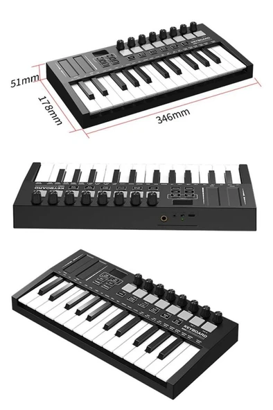 Midex MD-255 Yeni Nesil Midi Klavye 25 Tuşlu 8 Hassasiyetli Launch Pad 8 Ton Potansı - Resim 5