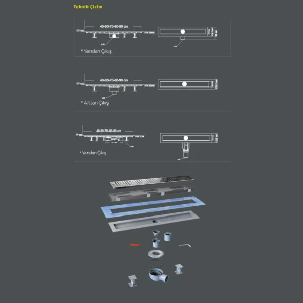 Say Optima Proje Serisi Düz Duş Kanalı Parlak 50 CM - 2