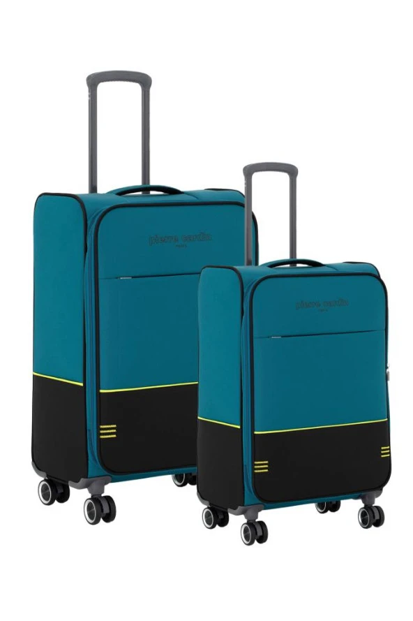 Pierre Cardin Ultra Light Hafif Lüx Kumaş 2'li Valiz Seti Büyük Boy - Kabin Boy Petrol PC8200