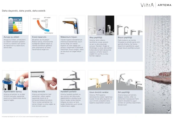 Vitra Memoria Gold Fotoselli Lavabo Bataryası Mat Altın Renkli Elektrikli Çift Su A4706033 - 6