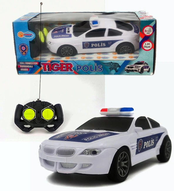 Uzaktan Kumandalı Full Fonksiyon Süper Hızlı 1:24 Ölçek,  Spor Polis Arabası - 3