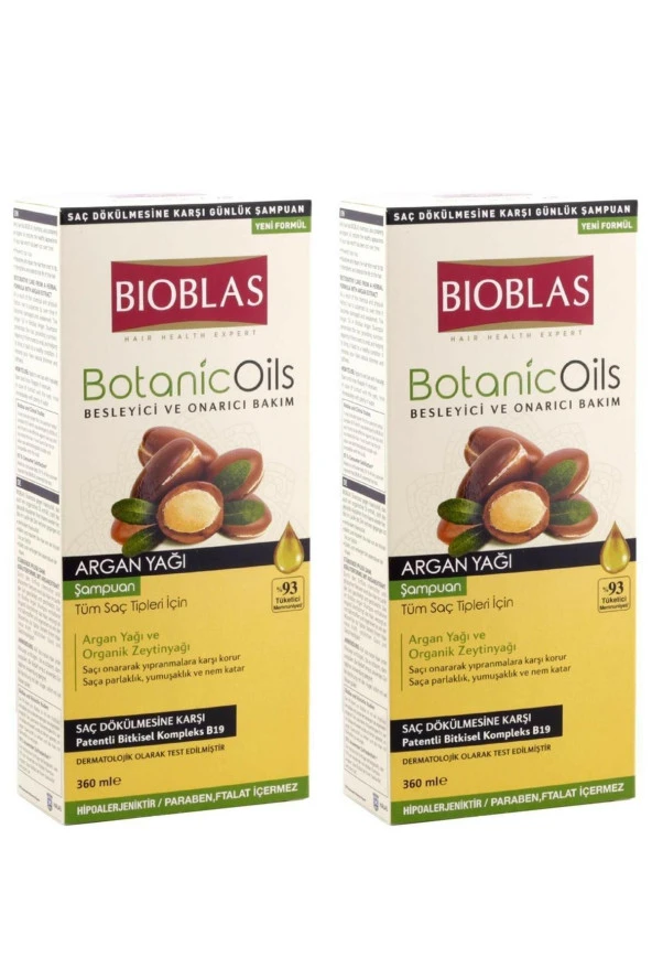 Şampuan 360 Ml Botanic Oils Argan X 2 Adet