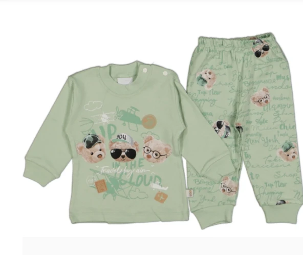 uğurböceğiçocuk Ayıcık İnterlok Erkek Pijama Takımı 365
