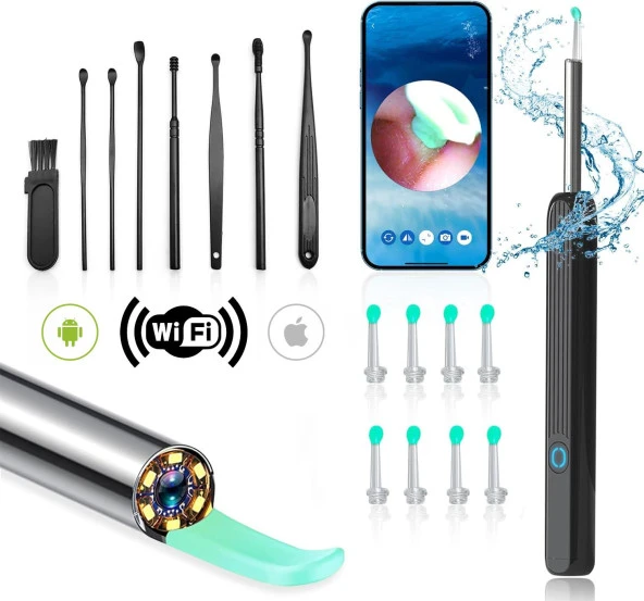 Valkyrie Kablosuz Wifi Kulak Temizleme Kamerası - Ios Android Iphone Uyumlu 1296P HD LED Otoskop Kamera - 10