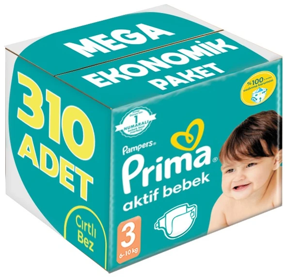 Prima Bebek Bezi Beden:3 (6-10Kg) Midi 310 Adet Mega Ekonomik Pk ürün görseli