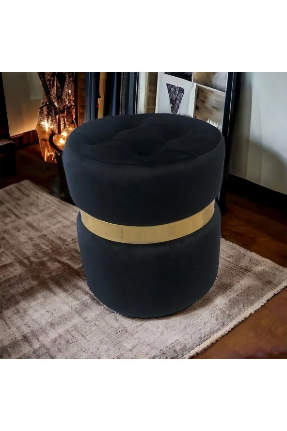 Puf Lüks Silinebilir Kumaş Kapitoneli Gold Detaylı - 3