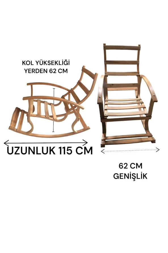 Lüx Ahşap Çift Minderli Çift Cepli Sallanan Sandalye - 6