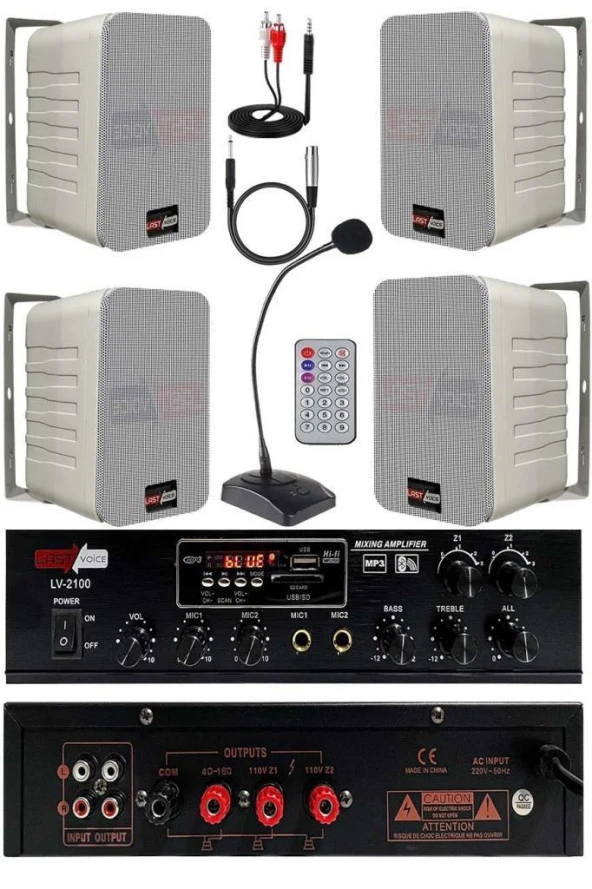 Lastvoice Large Paket-3 Hoparlör ve Anfi Anons Ses Sistemi Seti
