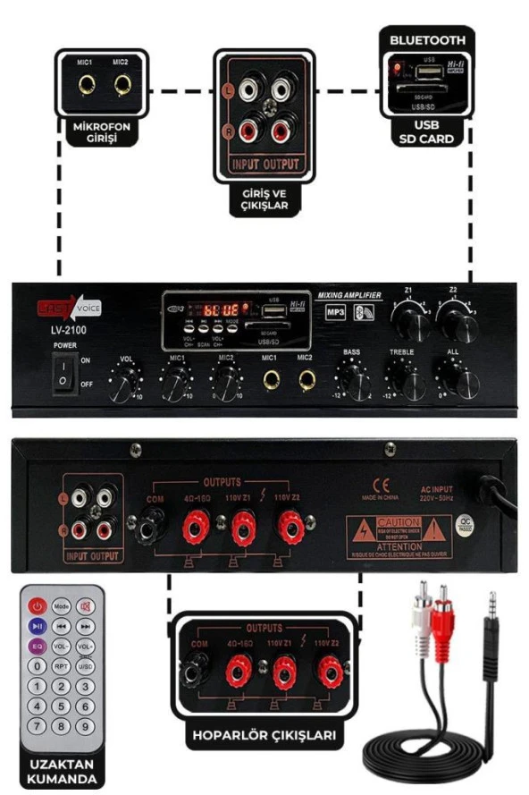 Lastvoice Large Paket-5 Hoparlör ve Anfi Anons Ses Sistemi Seti - 2
