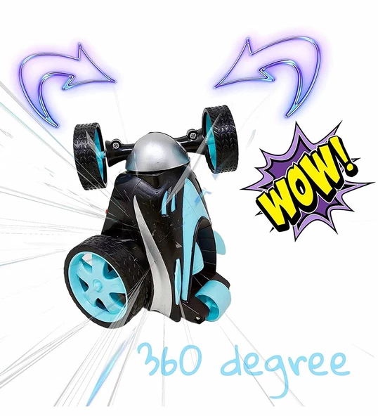 Uzaktan Kumandalı, Florasan Işıklı, 360 Derece Dönebilen Akrobat Araba- Stunt Car - Resim 12