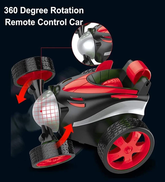 Uzaktan Kumandalı, Florasan Işıklı, 360 Derece Dönebilen Akrobat Araba- Stunt Car - Resim 2