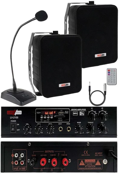 Lastvoice Black Large Paket-1 Hoparlör ve Anfi Anons Ses Sistemi Seti ürün görseli