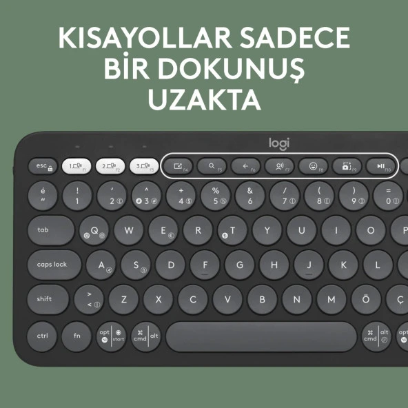 Logitech Pebble 2 Set Çoklu Cihaz Özellikli Sessiz Kablosuz Türkçe Q Klavye ve Mouse Seti Grafit - Resim 4