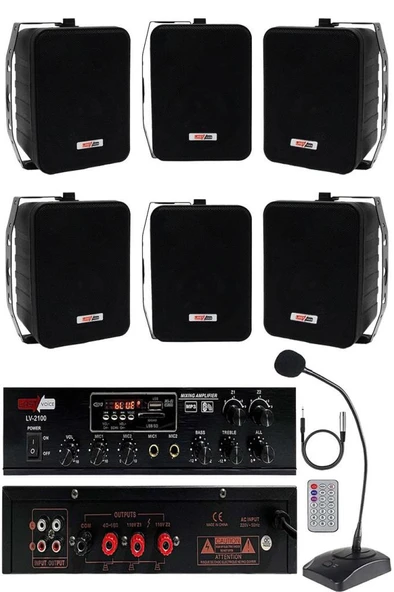 Lastvoice Black Large Paket-5 Hoparlör ve Anfi Anons Ses Sistemi Seti ürün görseli