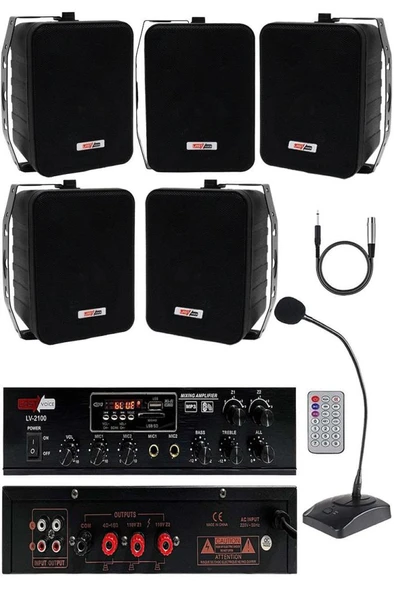 Lastvoice Black Large Paket-4 Hoparlör ve Anfi Anons Ses Sistemi Seti ürün görseli