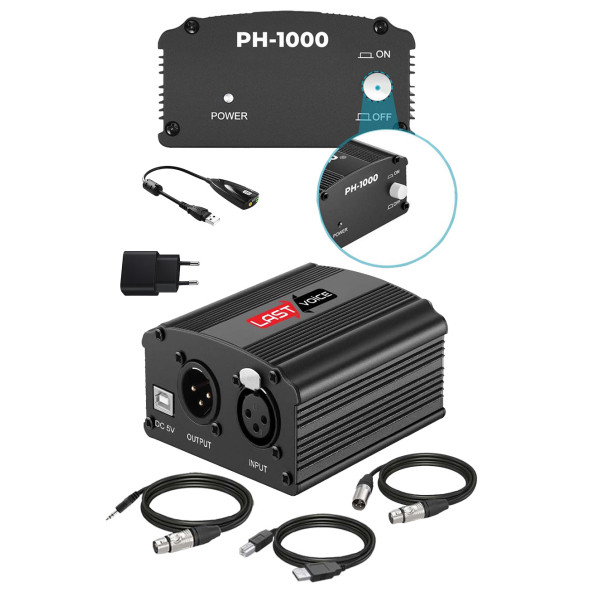 Lastvoice Ph-1000 +48V Phantom Power Ses Kartı (Usb ve XLR Kablo + Adaptör)