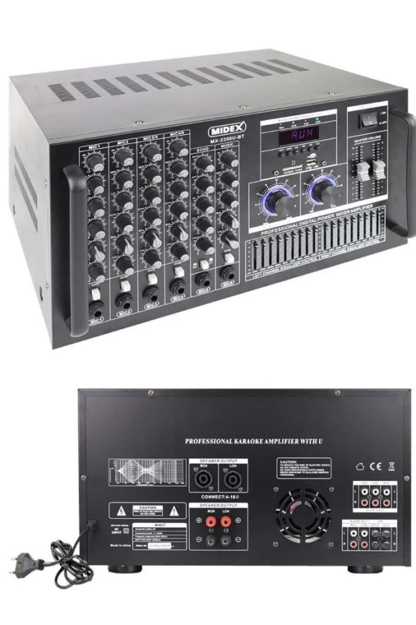 Midex Mx-2350U Ekolayzer'lı Stereo Power Mikser Anfi 2x350 Watt 4-16 Ohm - 2