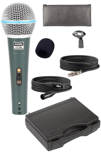 Lastvoice Lv-680 Profesyonel Dinamik EL Mikrofonu (Çift kablo Sünger Çanta Tutacak) ürün görseli 1