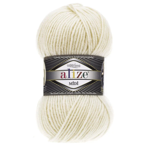 Alize Superlana Midi Örgü İpi 599 Fil Dişi