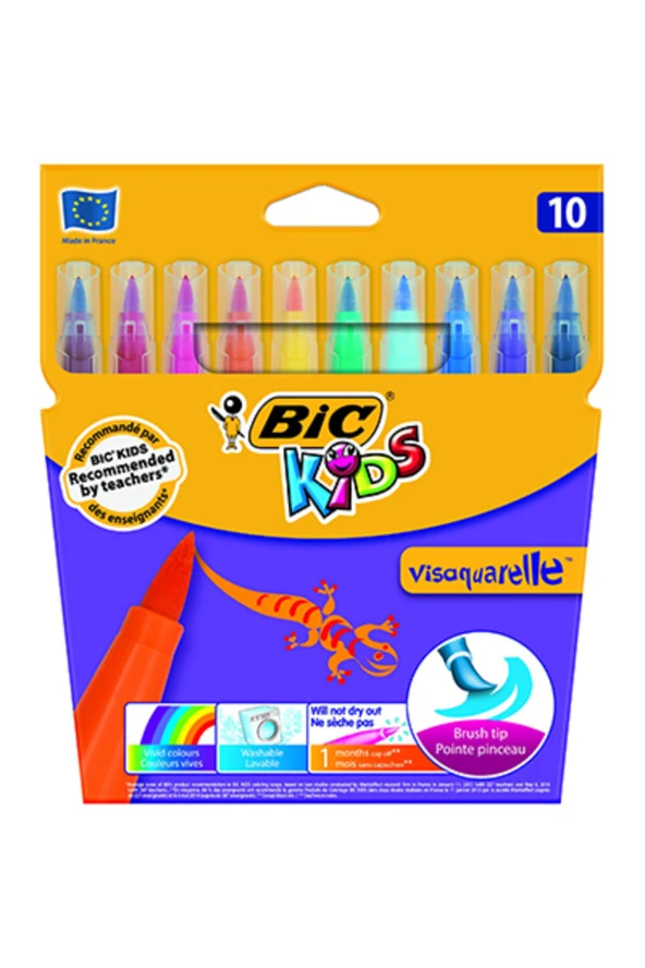 Bic Kids Visaquarelle Fırça Uçlu Keçeli Boya Kalemi 10 Renk