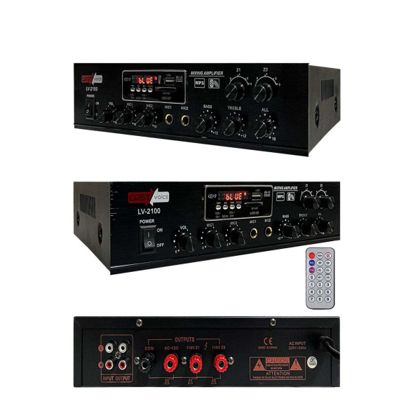 Lastvoice Lv-2100 Hat Trafolu 2 Bölgeli Stereo Anfi 2X100w Usb-Bt - 2