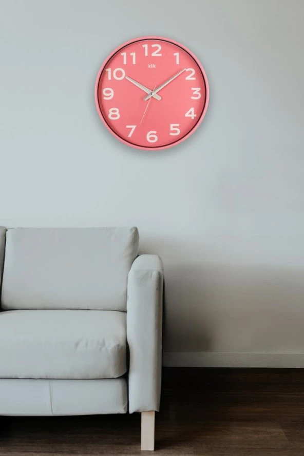 Digithome Simplex Cam Detaylı Sessiz Mekanizmalı Duvar Saati 37,5 Cm Pembe - K-SIMPLEX-PEM - 2