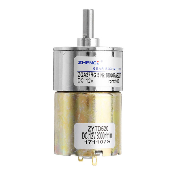 ZGA37RG 12V 37mm 100Rpm Redüktörlü DC Motor  Metal Dişli Yüksek Tork Kuvvet Robot Oyuncak RC Araba