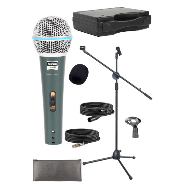 Lastvoice Lv-680ST Ayaklı Kablolu Dinamik Mikrofon (Stand Cüzdan Çift Kablo Sünger Tutacak) - 3