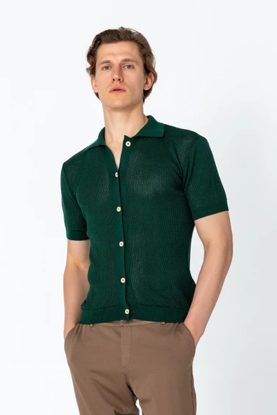 Erkek Regular Fit Örme Rahat Düğmeli Yumuşak Gömlek - 11