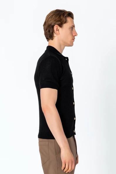 Erkek Regular Fit Örme Rahat Düğmeli Yumuşak Gömlek - 5