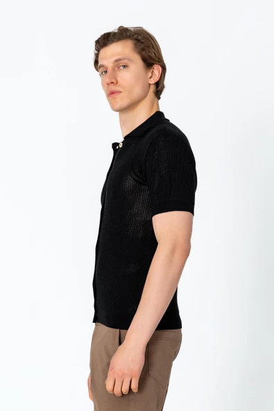 Erkek Regular Fit Örme Rahat Düğmeli Yumuşak Gömlek - 3