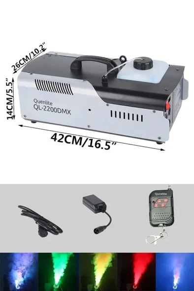 Quenlite QL-2200 DMX RGB Sis Makinası 2200 Wattı DMX Kontrollü LED Işıklı - 3