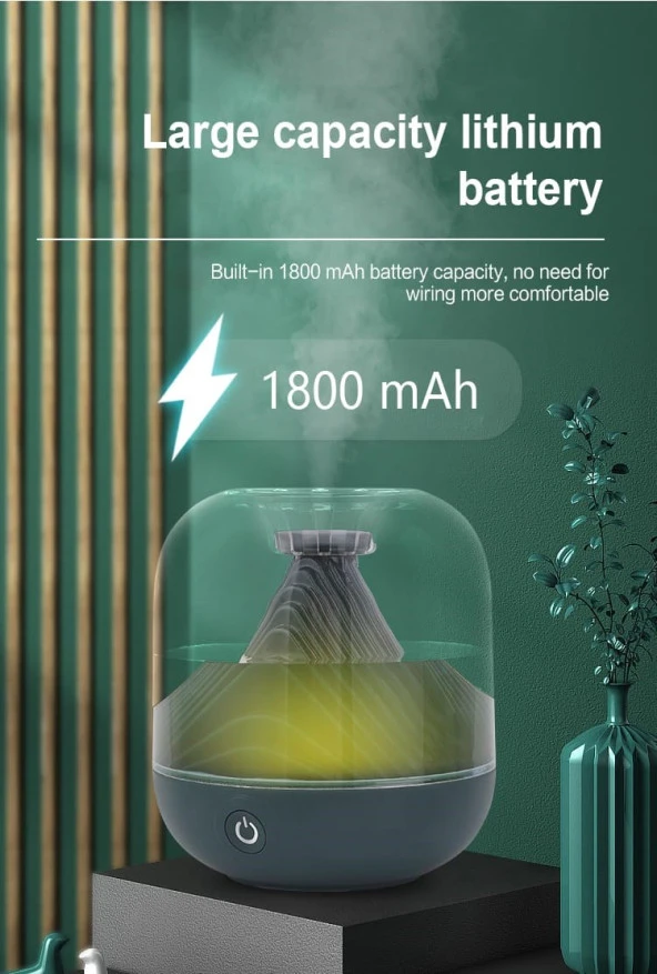 Hava Nemlendirici  Buhar Makinesi Şarjlı Kablosuz Kullanım  Gece Lambası 700ML. - 2