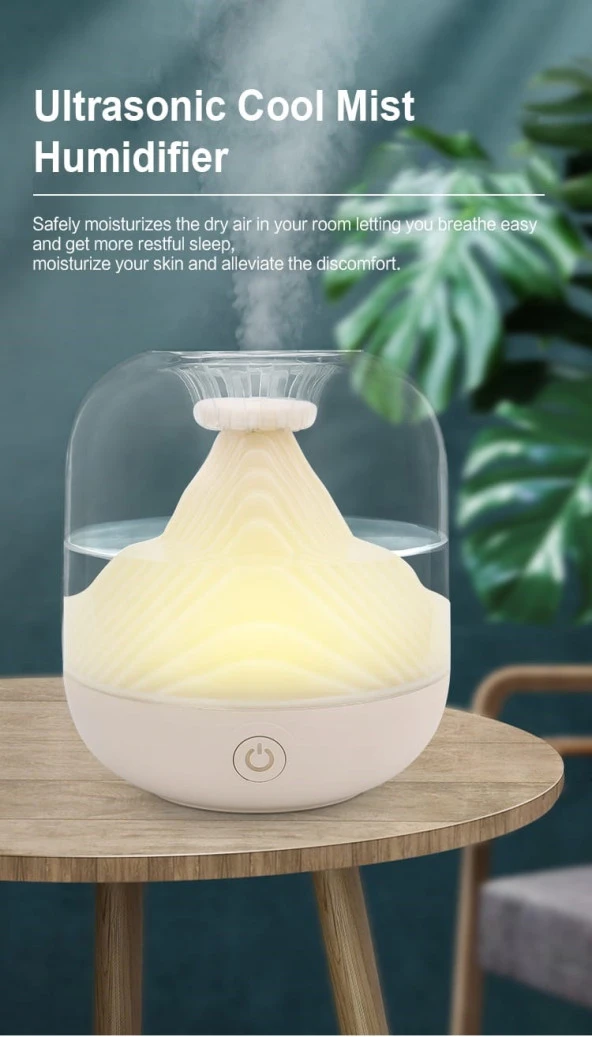 Hava Nemlendirici  Buhar Makinesi Şarjlı Kablosuz Kullanım  Gece Lambası 700ML. - 4