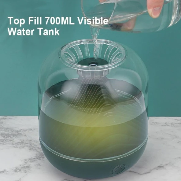 Hava Nemlendirici  Buhar Makinesi Şarjlı Kablosuz Kullanım  Gece Lambası 700ML. - 11