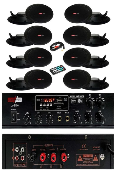 Lastvoice Black Small-7 Tavan Hoparlörü Anfi Mikrofon Ses Sistemi Paketi ürün görseli