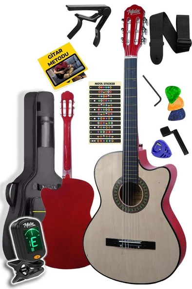 Midex CG-390NT-XBAG Klasik Gitar 4/4 Sap Ayarlı Kesik Kasa (Çanta Tuner Askı Capo Metod Pena) - 2