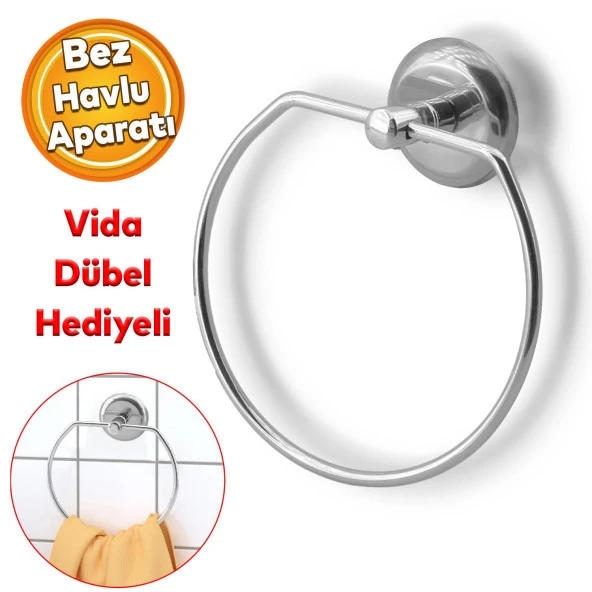 Metal Sağlam Aparat Vidalı Lavabo Banyo Wc Bez Havlu Çatal Askı Tuvalet Kağıtlık Krom 3lü Set - 3