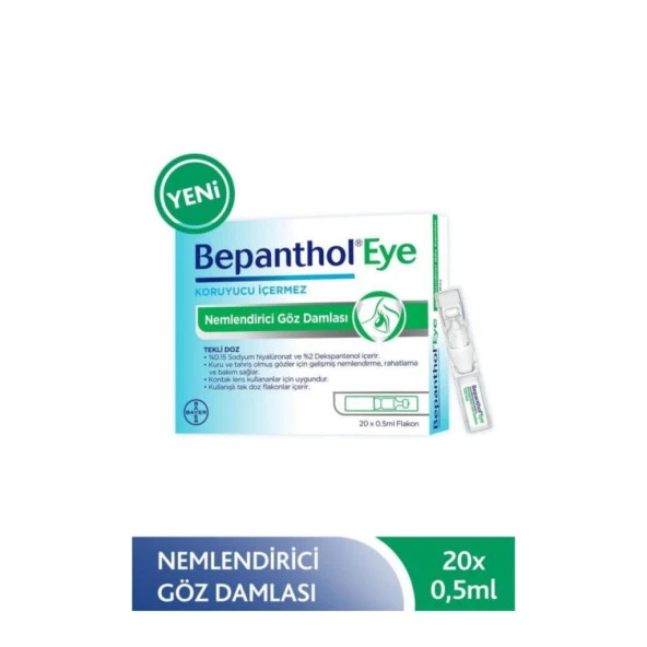 Bepanthol Eye Nemlendirici Göz Damlası Tekli Doz 20 x 0.5 Ml-SKT:06/2026