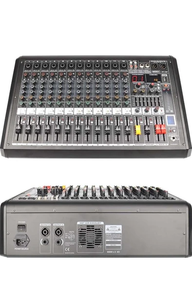 Midex MPX-1600P Power Mikser Amfi 12 Kanal 2x800W Multi Efekt Bt EQ Usb ürün görseli 1