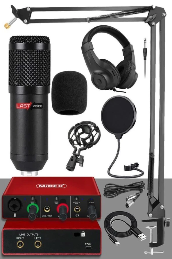 Stüdyo Ekipmanları Style Paket-2 BM800 Mikrofon Ses Kartı Kulaklık Stüdyo Kayıt Seti