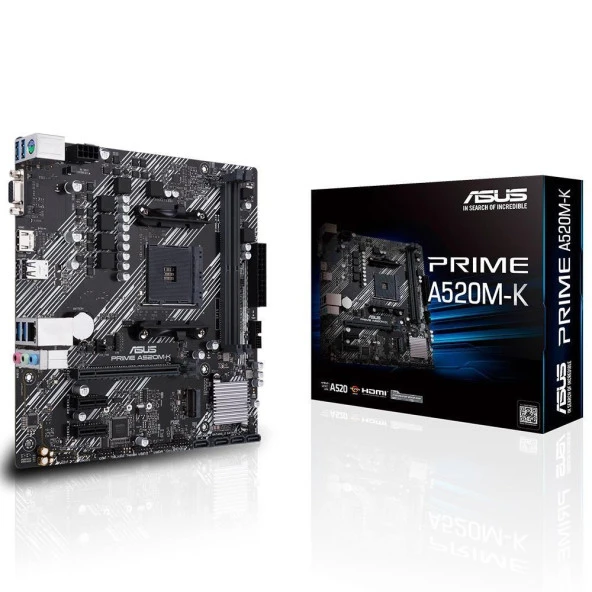 ASUS PRIME A520M-K AMD A520 Soket AM4 DDR4 4600MHz (O.C.) M.2 mATX Anakart