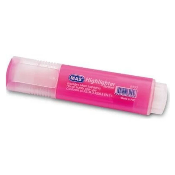 Mas Fosforlu Kalem Pembe 6400 12'li Paket